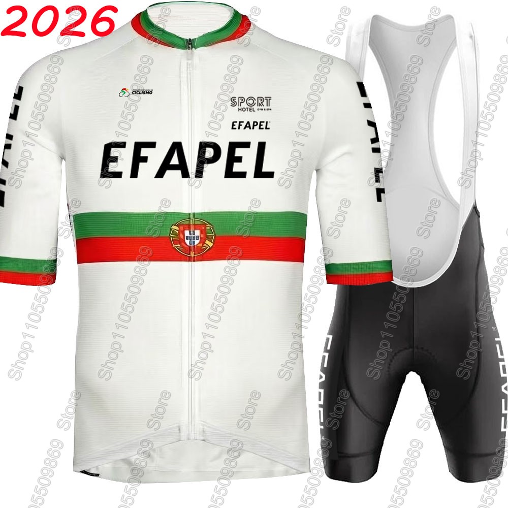 Padded Cycling Shorts - Portugal 2026 Efapel Set Jersey Bersepeda
