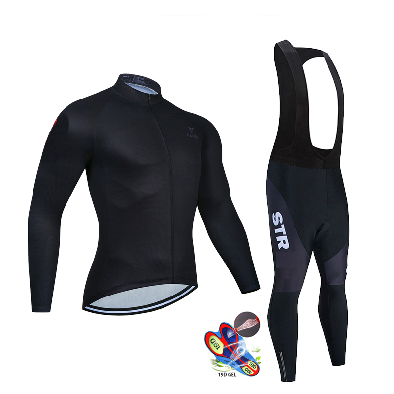 Cycling Gear Waterproof - Set Jersey Bersepeda Hitam Musim Gugur