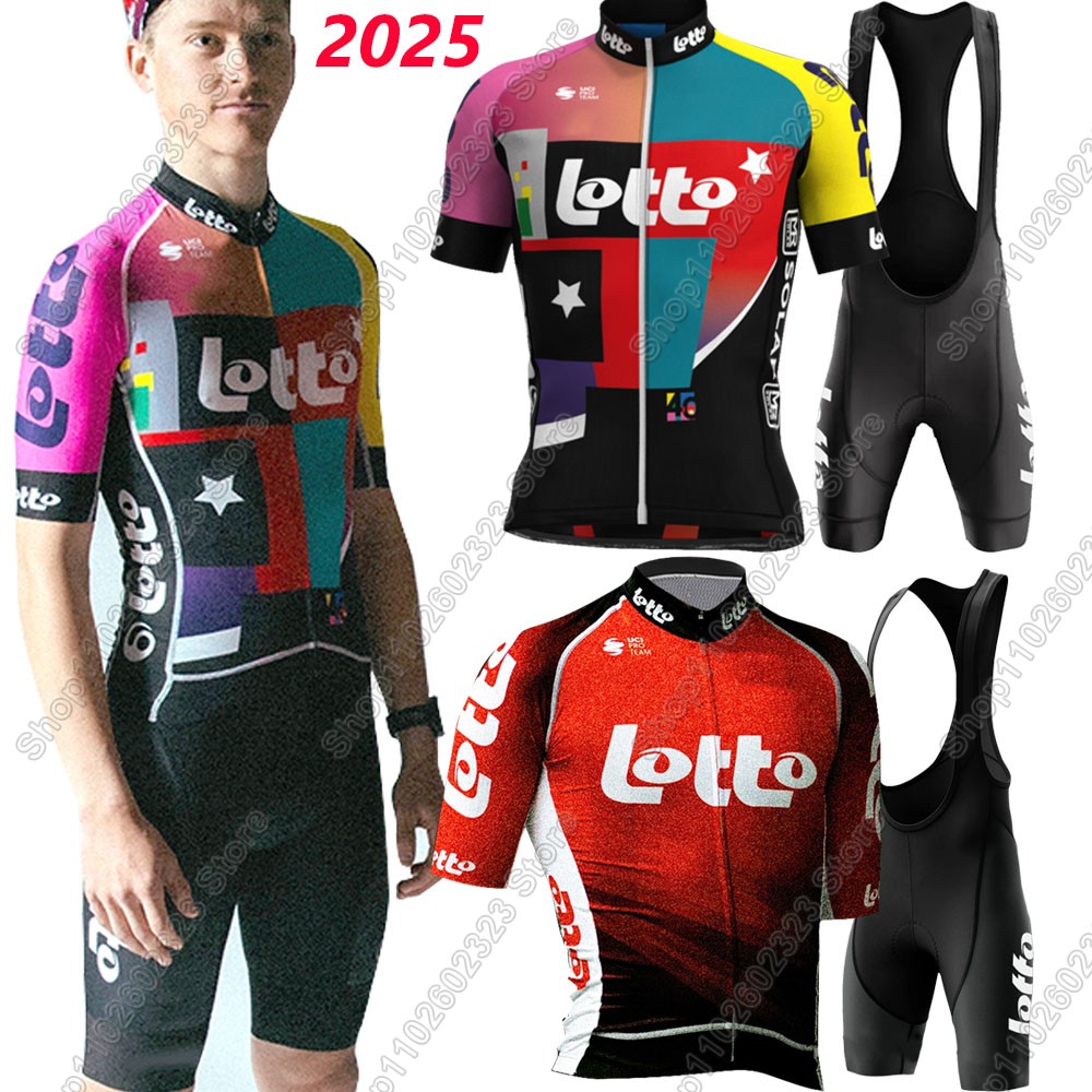 Padded Cycling Shorts - Set Jersey Bersepeda Tim Lotto 2025
