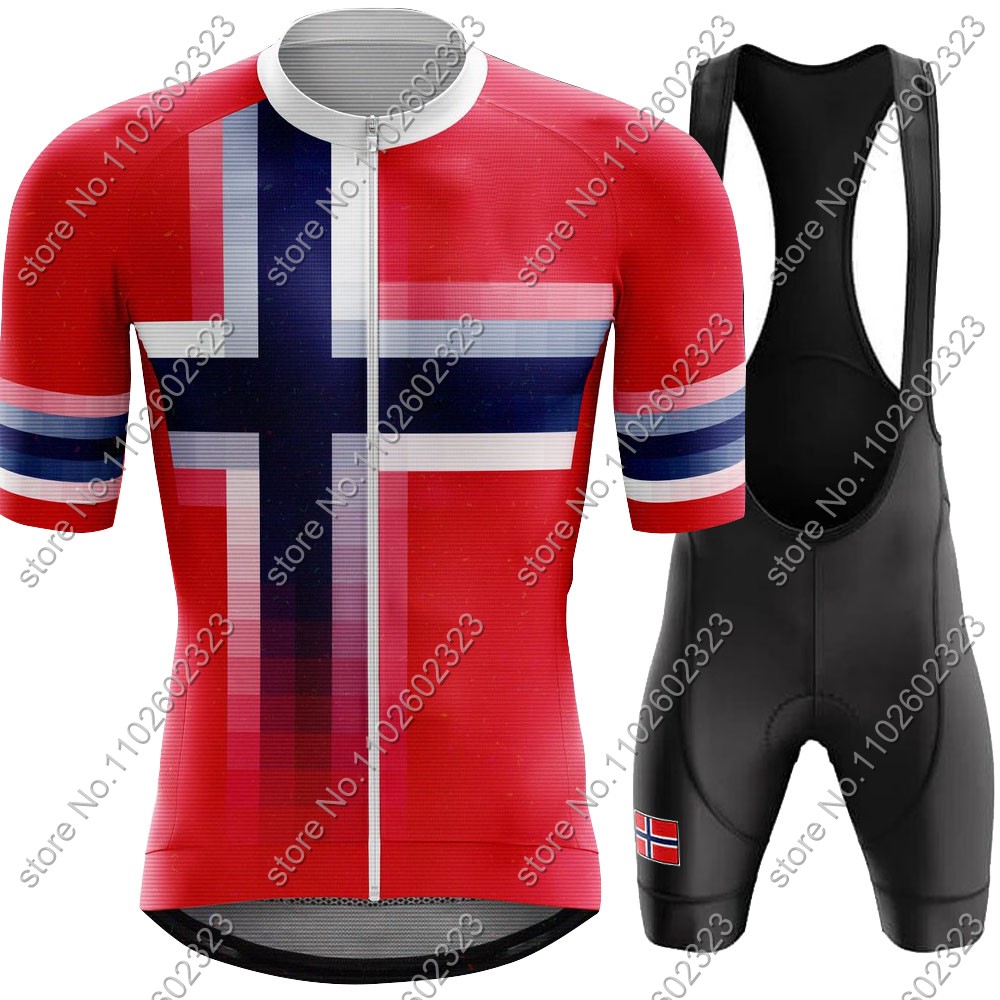 Padded Cycling Shorts - Jersey Bersepeda Norwegia 2024, setelan tim