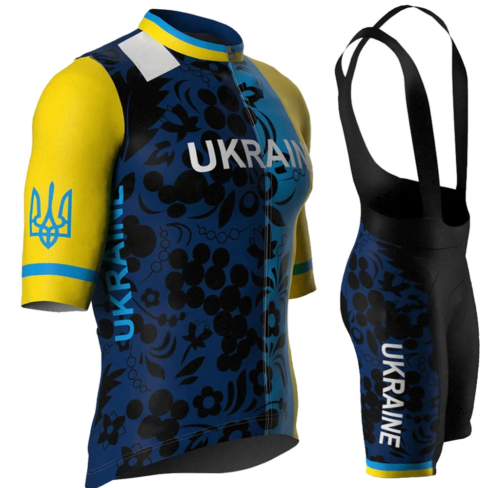 Padded Cycling Shorts - Set Jersey Bersepeda Tim Nasional Ukraina